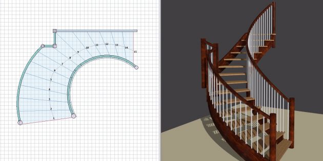 Combined image of a blue print and a staircase