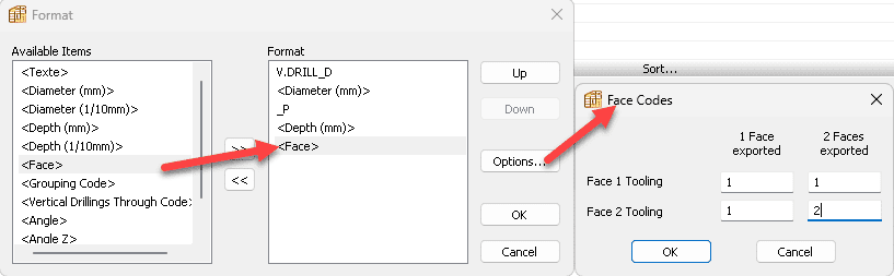 face code conversion table in polyboard