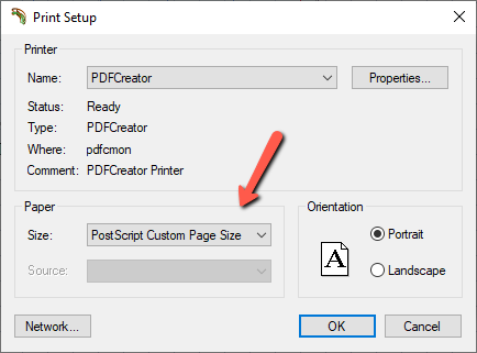 PDFCreator custom page size