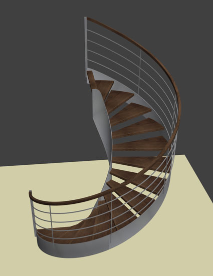 3d view of spiral metal stair in stairdesigner