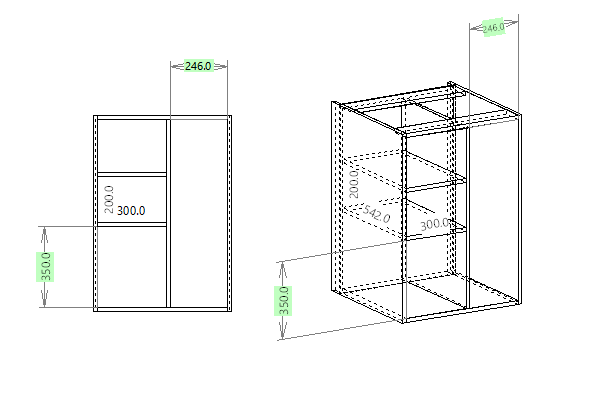 cabinet dimensions showing in plans in Polyboard