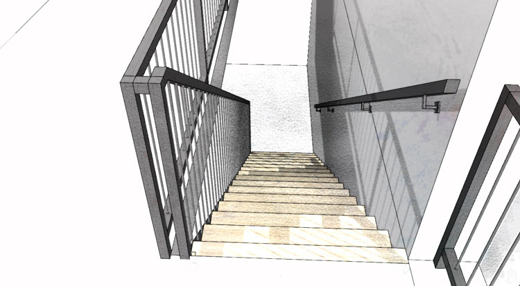 metal central string stair