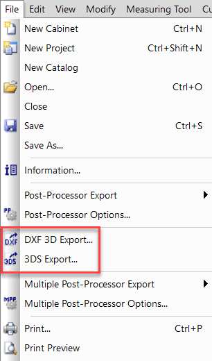 PolyBoard's 3D export options in the File menu