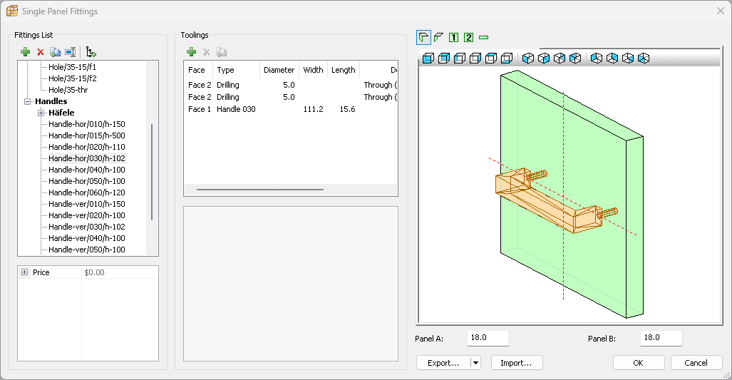 single panel fittings library