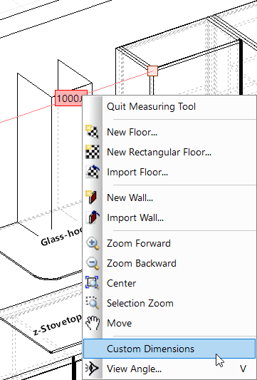 Custom dimensions menu option