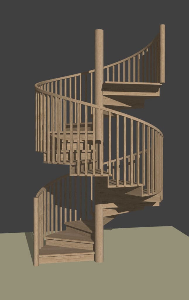 Spiral stair with handrails