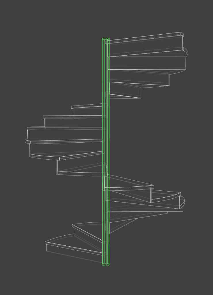 Wireframe of spiral staircase
