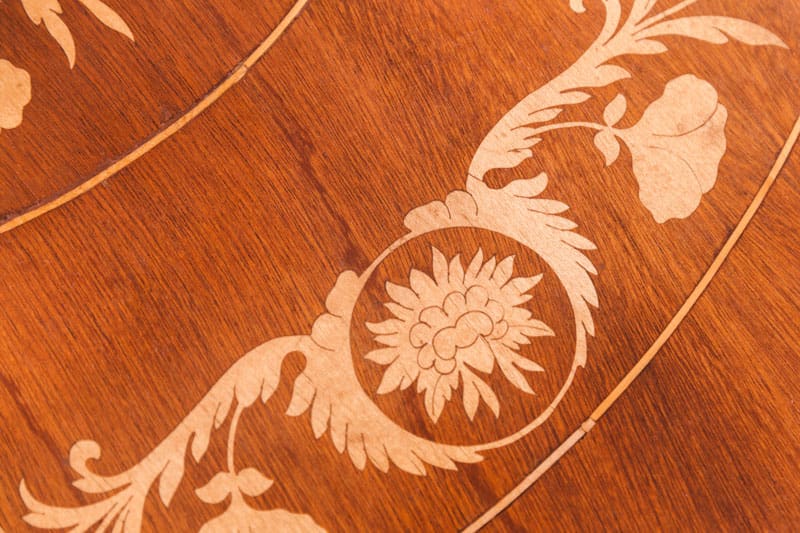 decorative inlay round antique table