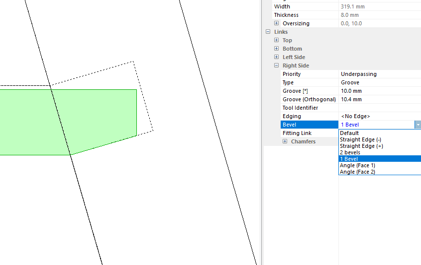 bevel options in polyboard
