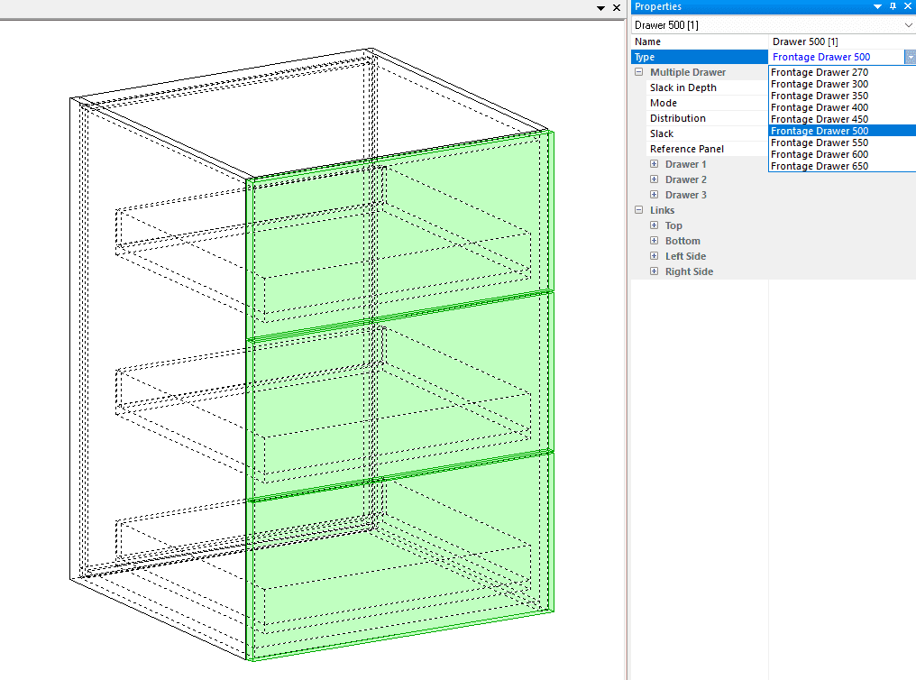 change drawer depth in properties menu