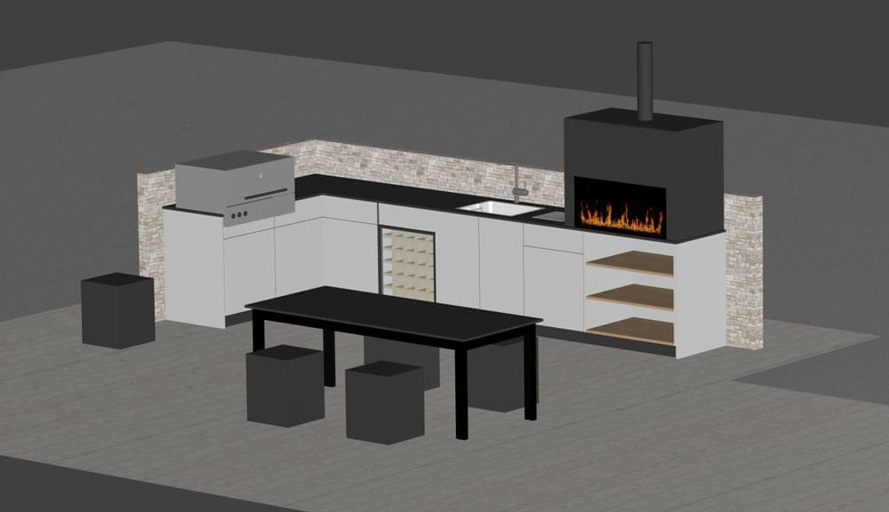 Outdoor cabinets making a BBQ area, designed in PolyBoard