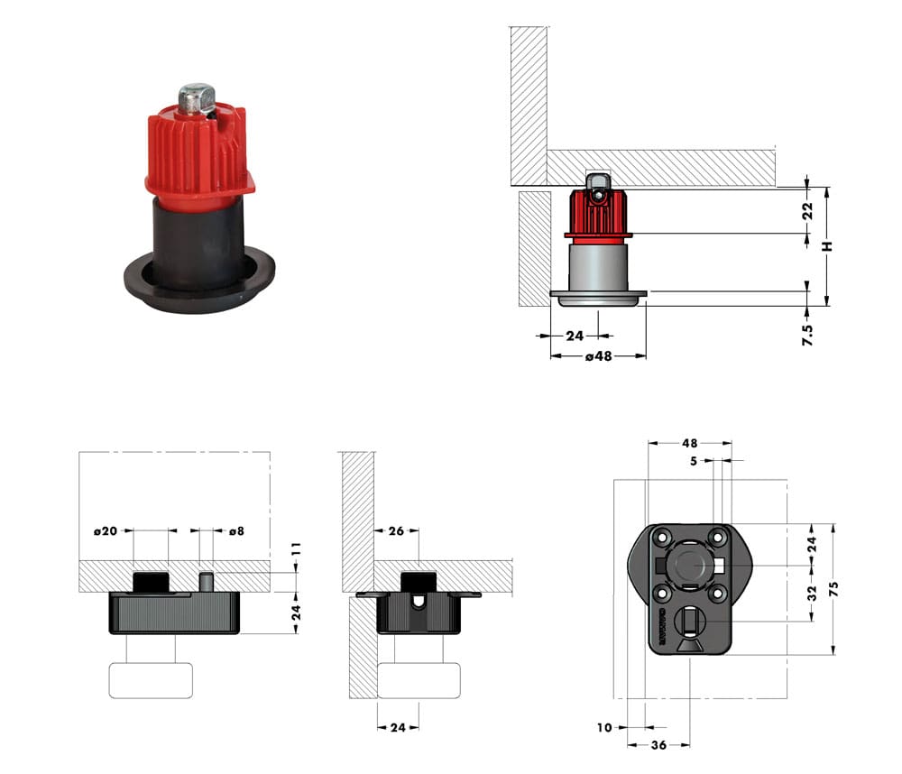 Ercolino feet for cabinets