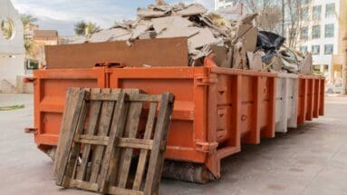 a lot of wood waste