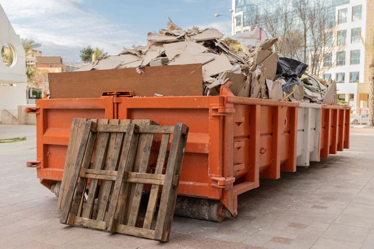 A skip bin filled with waste