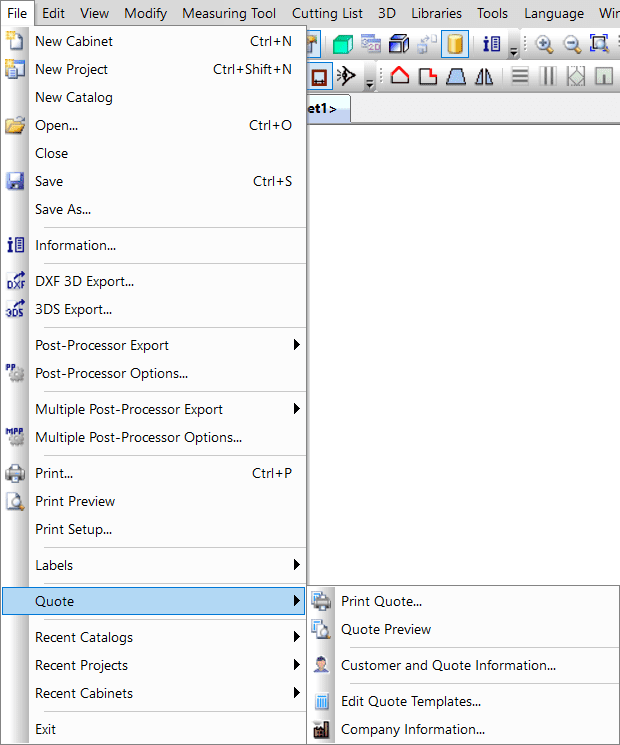 quote menu in PolyBoard