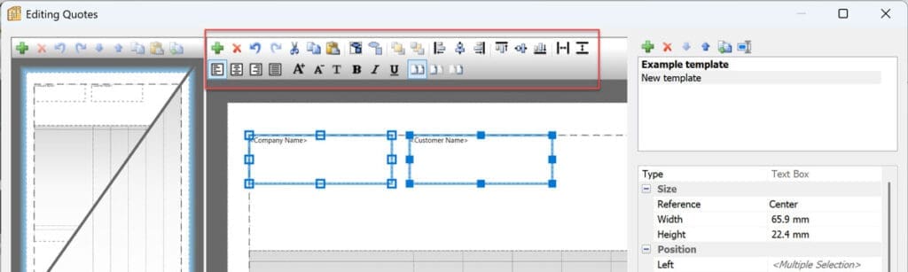 block management with all commands to edit, move and resize