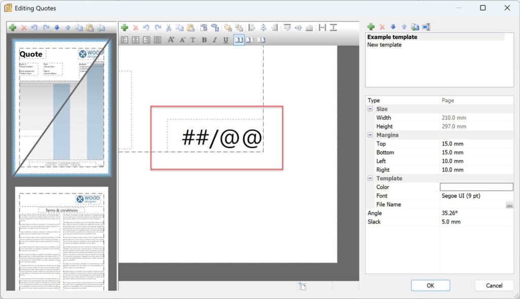 adding page numbers to quotes