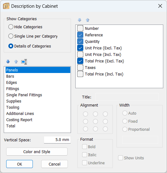 parameters window