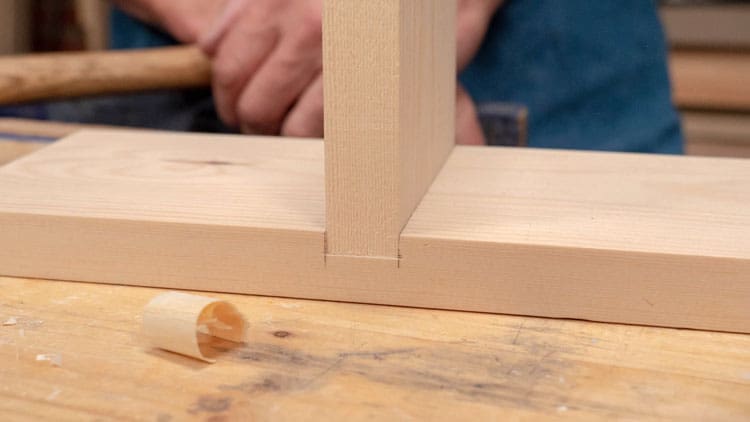 Housing joint manually cut into timber