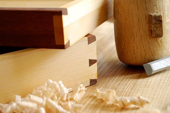 A drawer box made with dovetail joints