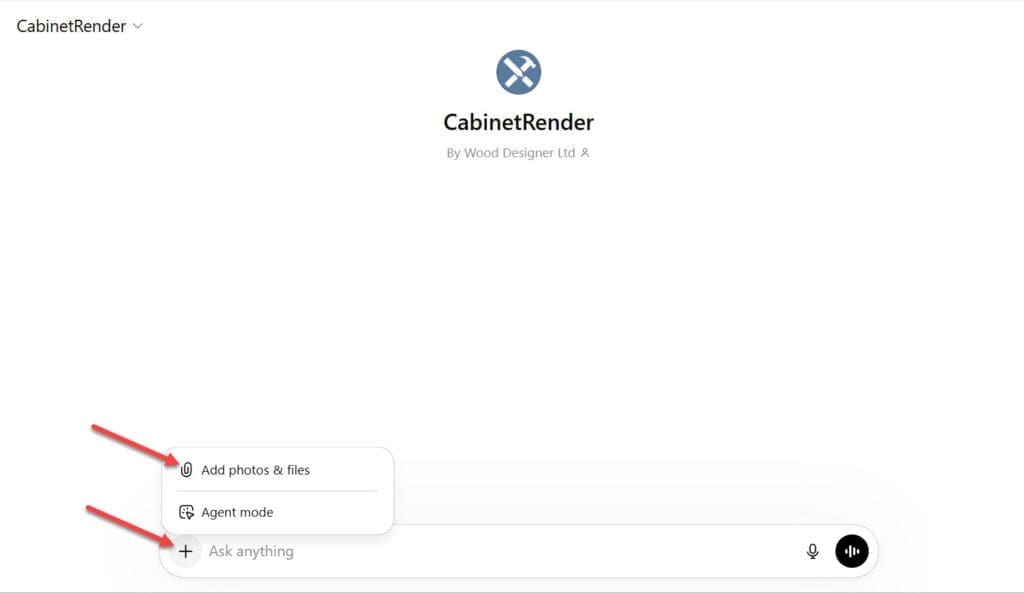 An image showing how to upload into the CabinetRender tool